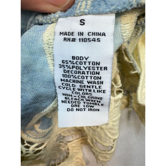 Vintage Womens Floral Crochet Embroidered Shift Dress Size S Blue Lace Boho - Picture 2 of 13